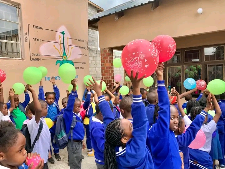 Pupils celebrating together